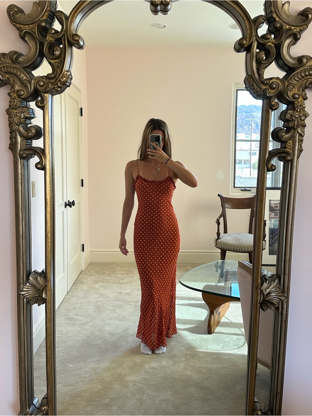 Realisation Par Esme Polka Dot Slip Maxi Dress
